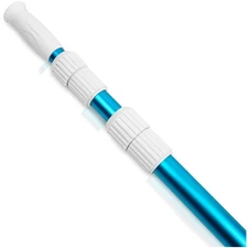 15ft Telescopic Pool Cleaning Pole - Durable Blue Aluminum Design