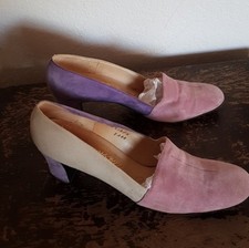 GORGEOUS SAKS 5TH AVE vintage suede Color Block pumps 8AAA