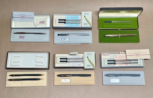 Cross Pens Pencils Black Grey Chrome Original Boxes Refills LOT - GE & ITI MOVAT