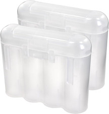 Two 2  AA AAA Clear Plastic Battery Storage Case Holder Box USA Ship