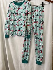 Peanuts Holiday Pajamas Snoopy Kids 2pc Snug fit Sizes 6,8,10 Teal NEW