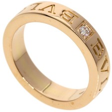 BVLGARI Double Logo 1P Diamond Ring K18 Pink Gold Ladies Used 