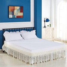 Home Wrap Around Elastic Lace Bed Skirts Bed Wrap Easy Fit Dust Ruffle Bedskirt