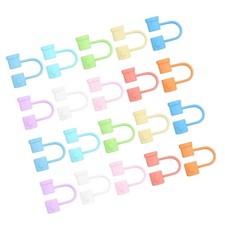 20 Pieces Silicone Straw Tips Cover Reusable Straw Toppers for 6-8mm Straws S...