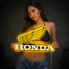 Honda Wing LED Wall Sign Vintage-Style Motorc...