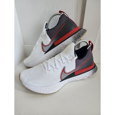 Men's Size 14 NIKE React Infinity Run FlyKnit White University Red EUC Shoe
