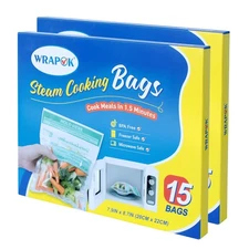 WRAPOK Microwave Steamer Bags 30 Pack Zip Steam Vegetable Cooking Bag for Pot...