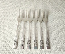 Oneida Community CORONATION Silver Plate 7 3/8" Dinner Forks ~ Set of 6