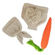 Newborn Easter Photography Costume Set Baby Bunny Crochet Knit Hat Shorts