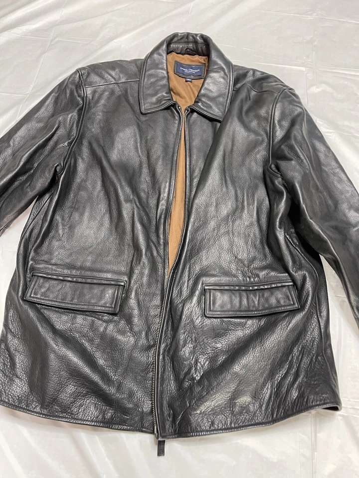 Daniel Cremieux Lambskin Bomber Leather Jacket Size XL Men's Black Zip Snap - Image 4 of 4