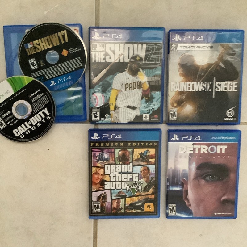 PlayStation 4 PS4 Game Lot w/ Cases & Discs MLB The Show 17/21, GTA V,  XBOX COD