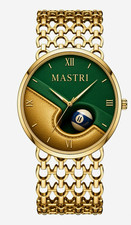 MASTRI BUCA D’ANGOLO Watch Gold-Tone Bracelet Green/Gold Dial Roman 40mm