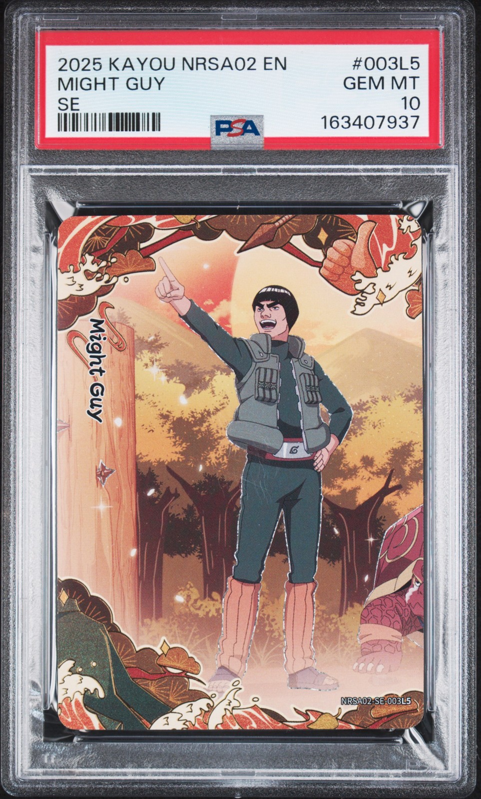 2025 KAYOU NARUTO SMRITI COLLECTIBLE CARD NRSA02 #003L5 MIGHT GUY PSA 10