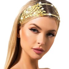 Gold Wide Headbands for Women Elegant Layered Leaf Hairband Double Band Desig...