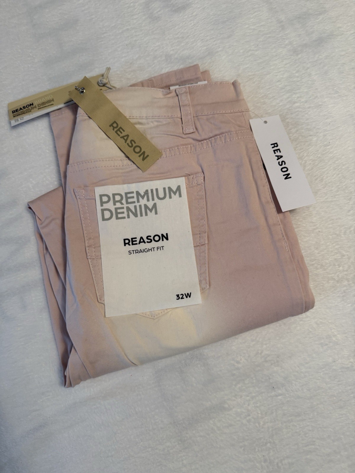 Reason Clothing Pink Denim Jeans Straight Fit Size 32W Men