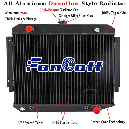 3 Row Radiator for 1971-1979 Dodge B100 B200 D100 D200, W100 W200 6.6L 7.2L,V8.