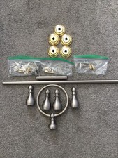 3 PEICE BATHROOM BRUSHED NICKEL AND BRASS Hardware SET - PREOWNED AND NICE