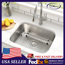 Quikore 23x18 Inch Undermount Curved Single Bowl Stainless Steel Kitchen Sink