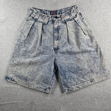 Ms. Players Denim Shorts Womens 14 Blue Acid Wash High Waist Pleated Vintage 80s