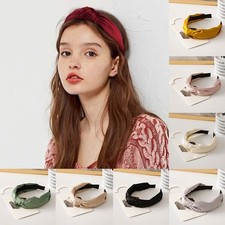 Women Bow Knot Cross Headband Twisted Hair Band Head Wrap Satin Wide Head Hoop