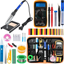 Soldering Iron Kit, 60W Adjustable Temperature, Digital Multimeter, 5Pcs Solderi