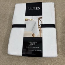 Lauren Ralph Lauren Tablecloth Nappe Mantel White 60 x 84  Oblong Rectangle