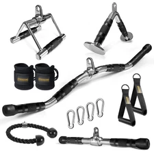 DYNASQUARE LAT Pulldown Attachments Combo, Curl Pulldown Bar with 360° Rotati...