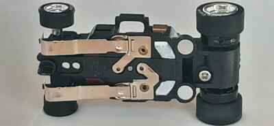 New Autoworld Long W Base 4 Gear HO Slot Car Chassis Chrome Rims Good Year Tires