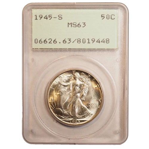 1945 *S* WALKING LIBERTY SILVER HALF DOLLAR **PCGS MS63  **FREE SHIPPING** G0788