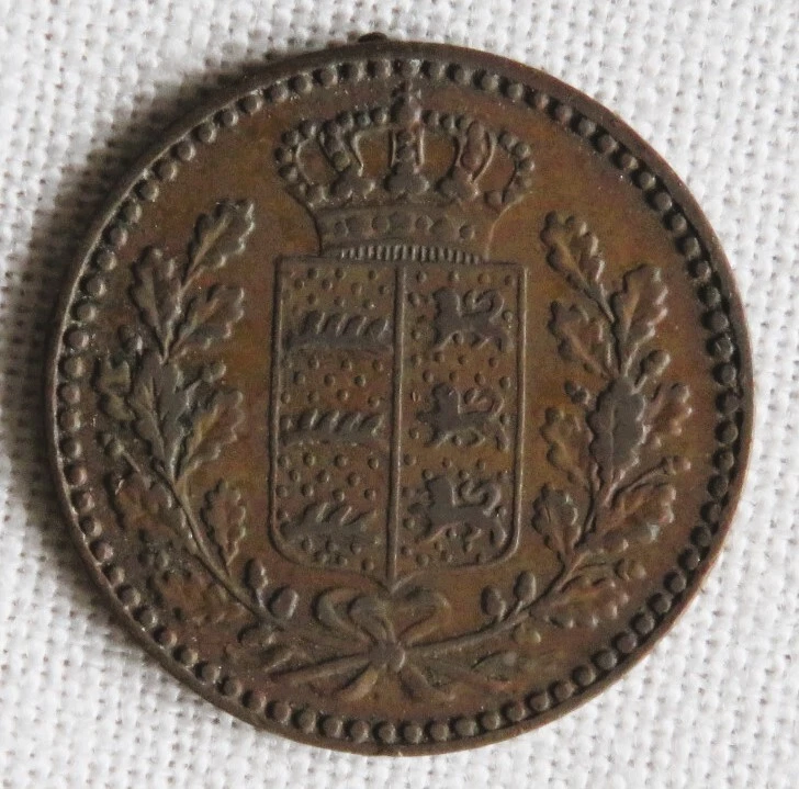 1862   German States     WURTTEMBURG   1/4 Kreuzer    VERY HIGH GRADE!! (G2) - Image 2 of 2