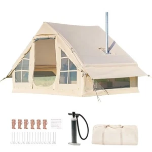 NAIZEA Tente gonflable Air Tentes à glaçage 6Person Fenêtre de la tente de cabine et de Mesh&Chimney