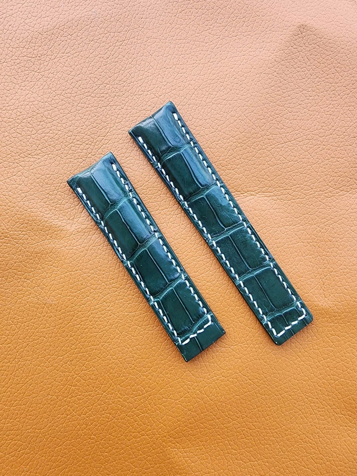 22/20 MM Green Genuine Real Leather Skin Watch Strap Band- Customize-Handmade
