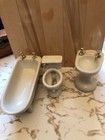 Ceramic Doll Furniture Bathroom White Bathtub, Sink and Toilet — photo 1