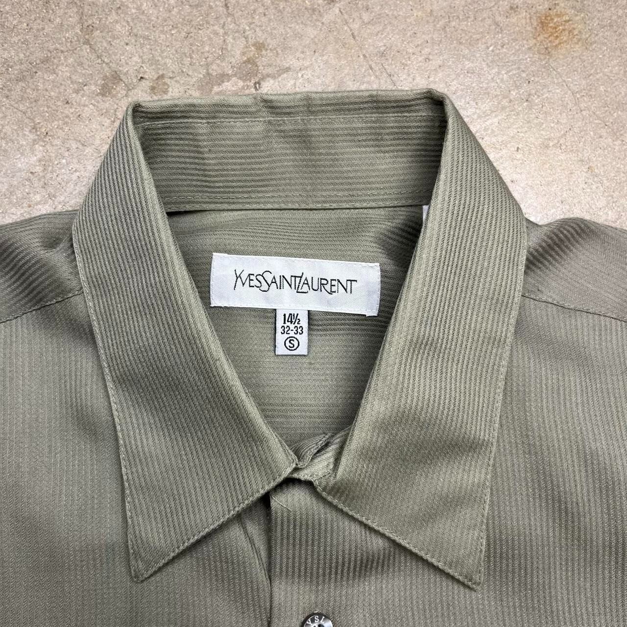 Camicia uomo vintage Yves Saint Laurent YSL con bottoni taglia small verde manica lunga