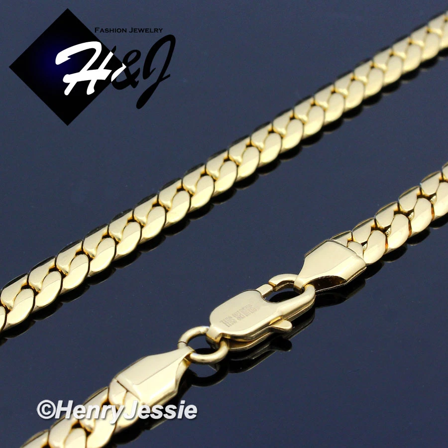 18-40"MEN Stainless Steel 3/4/5/6/8mm Gold Plated Miami Cuban Chain Necklace*155 - Image 3 of 4