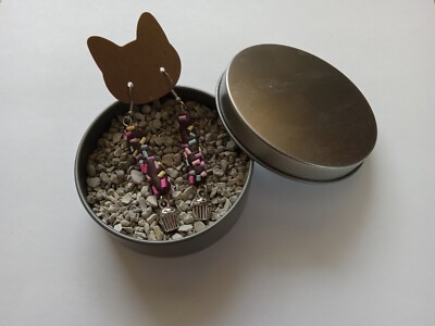 Birthday Cat Poop Litter Box Funny Clay Earrings