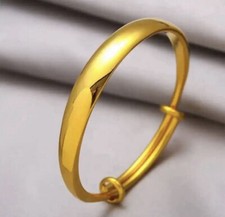 24ct/9ct Yellow Gold GF Ladies Plain Simple Bracelet Bangle