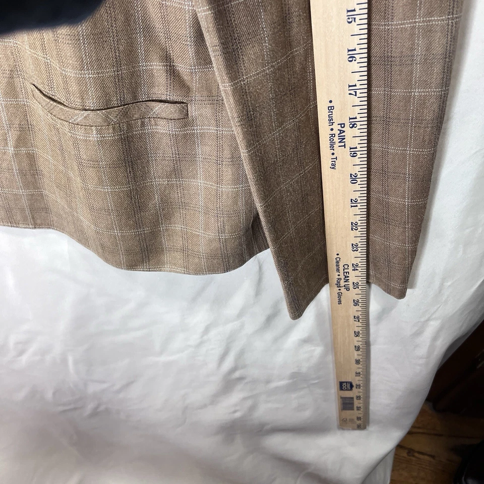 Talbots Sz 18 Plaid Brown Silk Linen Blazer Jacket Career Equestrian Menswear - Image 3 of 4