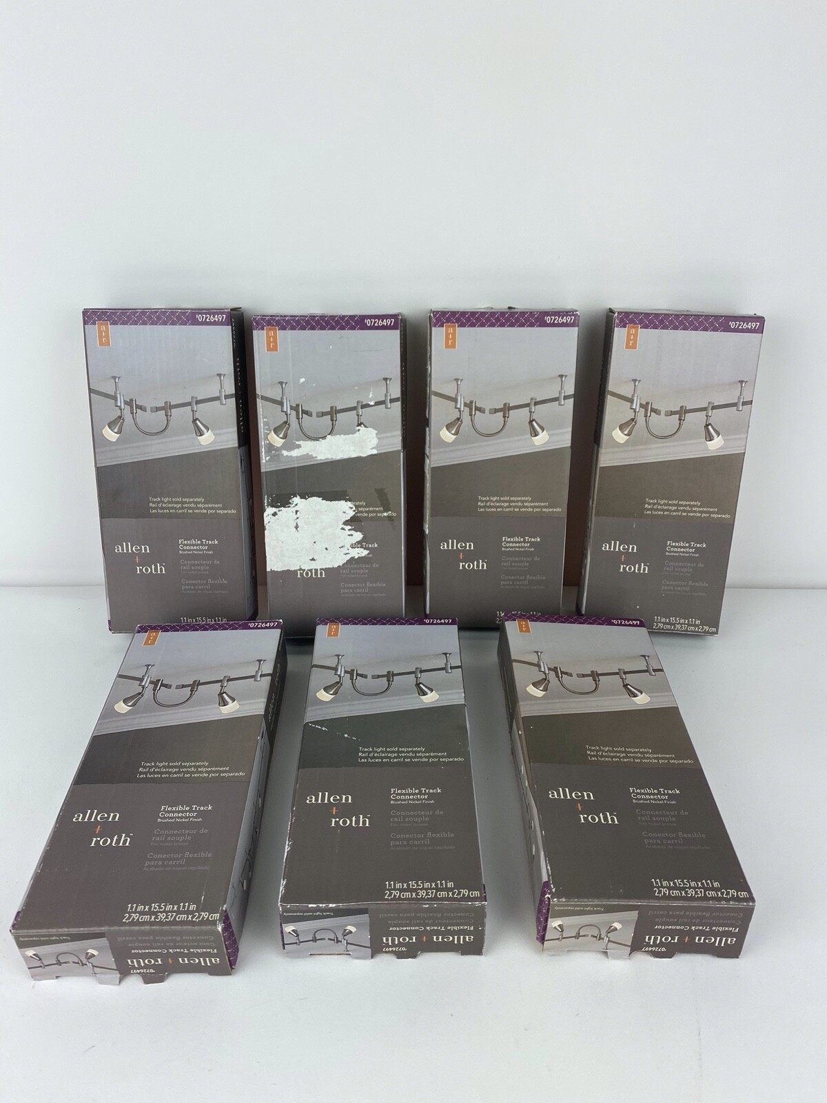 LOT 7 ALLEN ROTH 0726497 FLEXIBLE TRACK CONNECTOR BRUSHED NICKEL FINISH ...