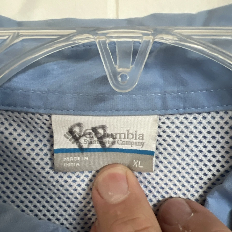 Columbia PFG Button Up Shirt Boys XL 18/20 Lt Blue SS Shirt Sleeve Vented - Image 3 of 4