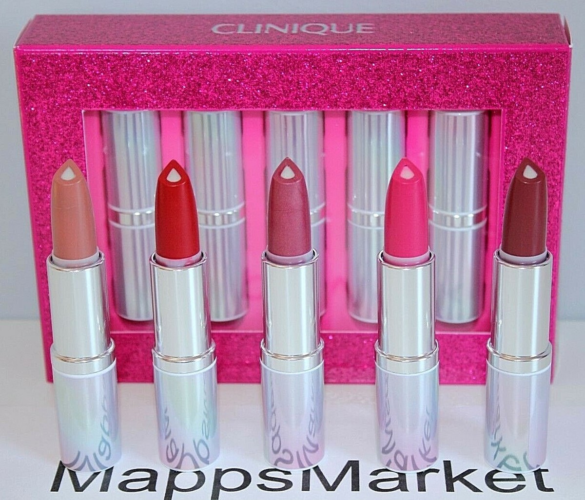 NIB CLINIQUE 5Pc Kisses Dramatically Different Lipstick Set ~FULL