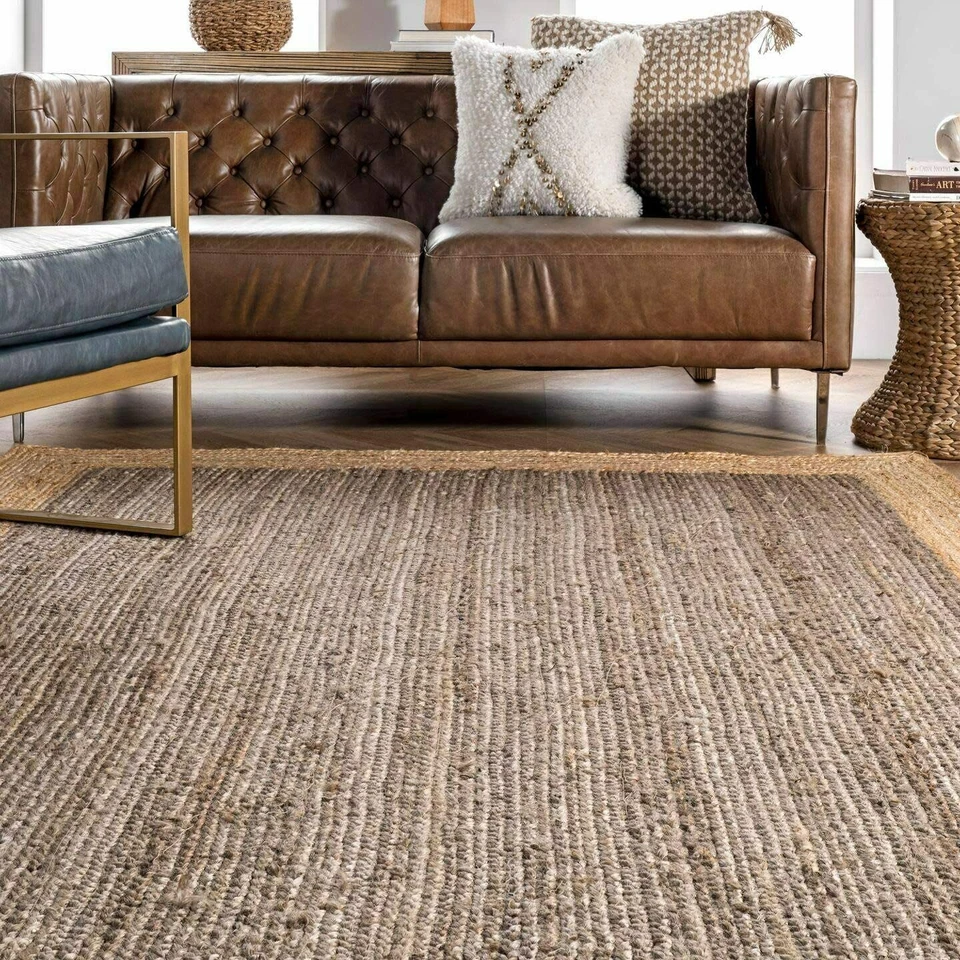 Runner Rug Braided Jute Natural Fiber Farmhouse Jute Area Rug Rustic Look Carpet - Image 2 of 4