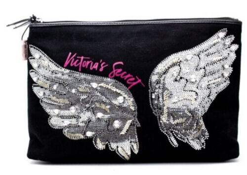 NEW Victoria's Secret ANGEL WINGS  Canvas Bling Make up Jewlery Bag Pouch - Picture 1 of 3