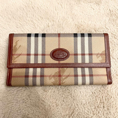 BURBERRY Nova Check Leather Bi-fold Long Wallet Beige 2765 BURBERRY Nova Check Leather Bi-fold Long Wallet Beige 2765