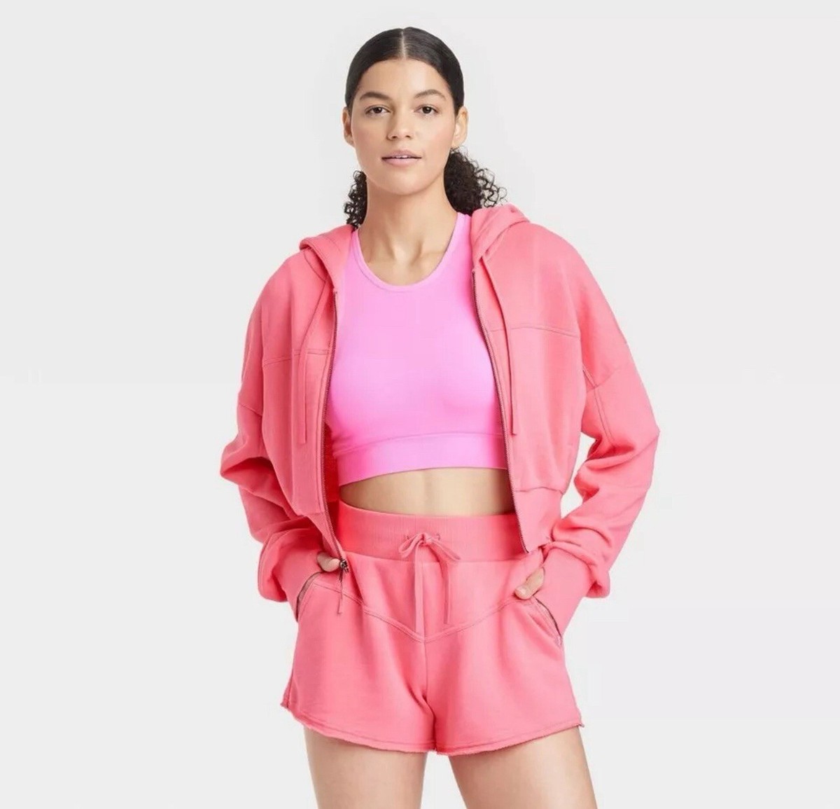 Women's Full Zip Crop Hoodie - Joy Lab Pink Size XS | eBay