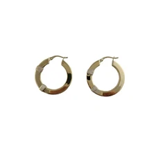 Vintage 14K Yellow and White Gold Hoop Earrings #11877