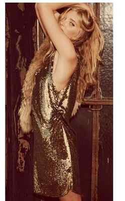 slim fit dress slacks Jenny Dress in Gold Sequin S main image 0