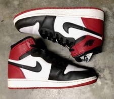 Nike Air Jordan 1 Retro OG 2013 High Black Toe Bred Chicago Banned taglia 5 anni Gs