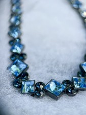 Vintage Signed Givenchy Gunmetal & Faceted Bl...