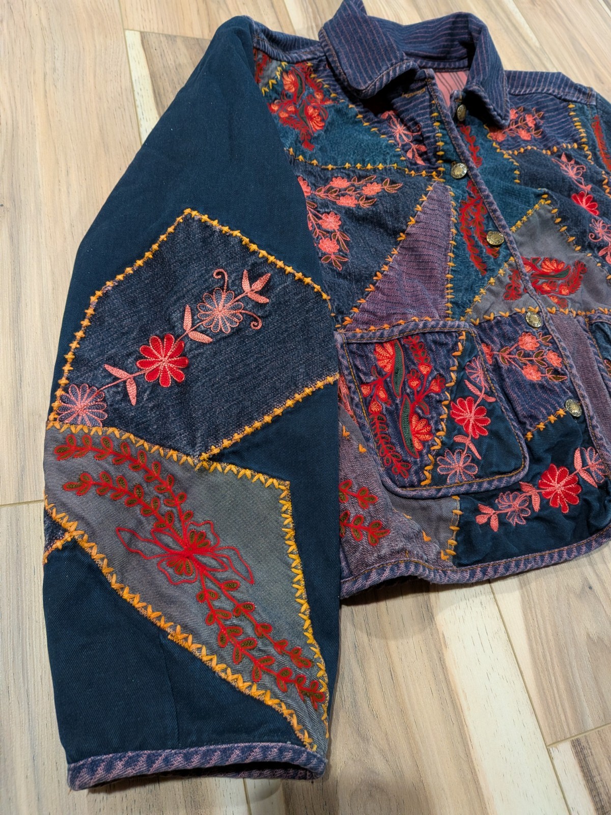 C:eed Reversible Patchwork Quilted Jacket Silk Sz… - image 5